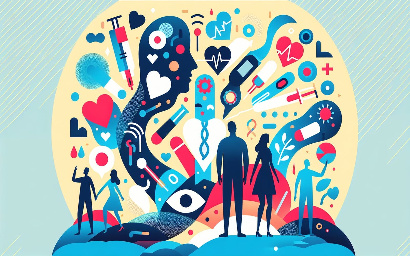 An overview of hidden risk factors contributing to the development of type 2 diabetes, including genetic predisposition and weight-related factors.