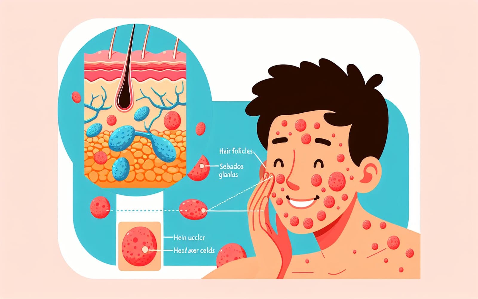 Acne is a skin condition that occurs when hair follicles become clogged with oil and dead skin cells. It can result in pimples, blackheads, and whiteheads.